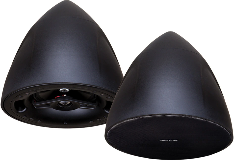 A pair of Crestron Saros PD6T pendant speakers