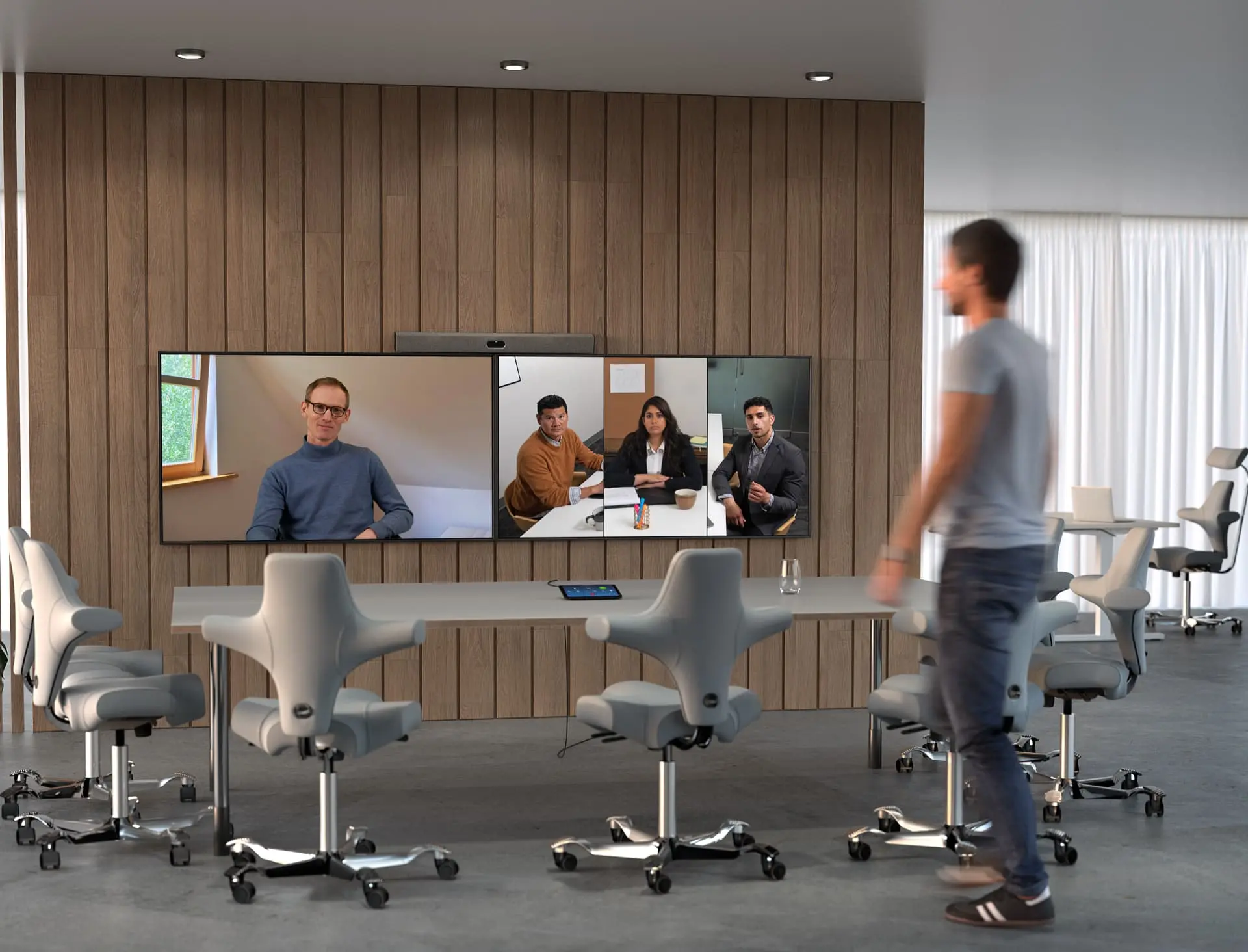 Neat Bar Pro installed in an open collaboration space